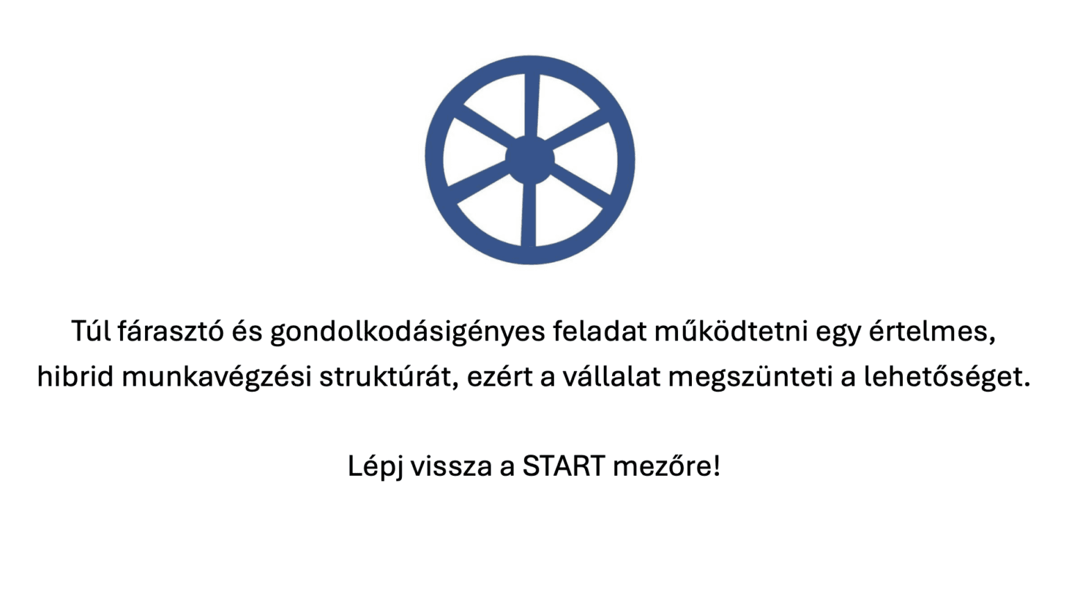 Home office szerencsekártya: Lépj vissza a Start mezőre!